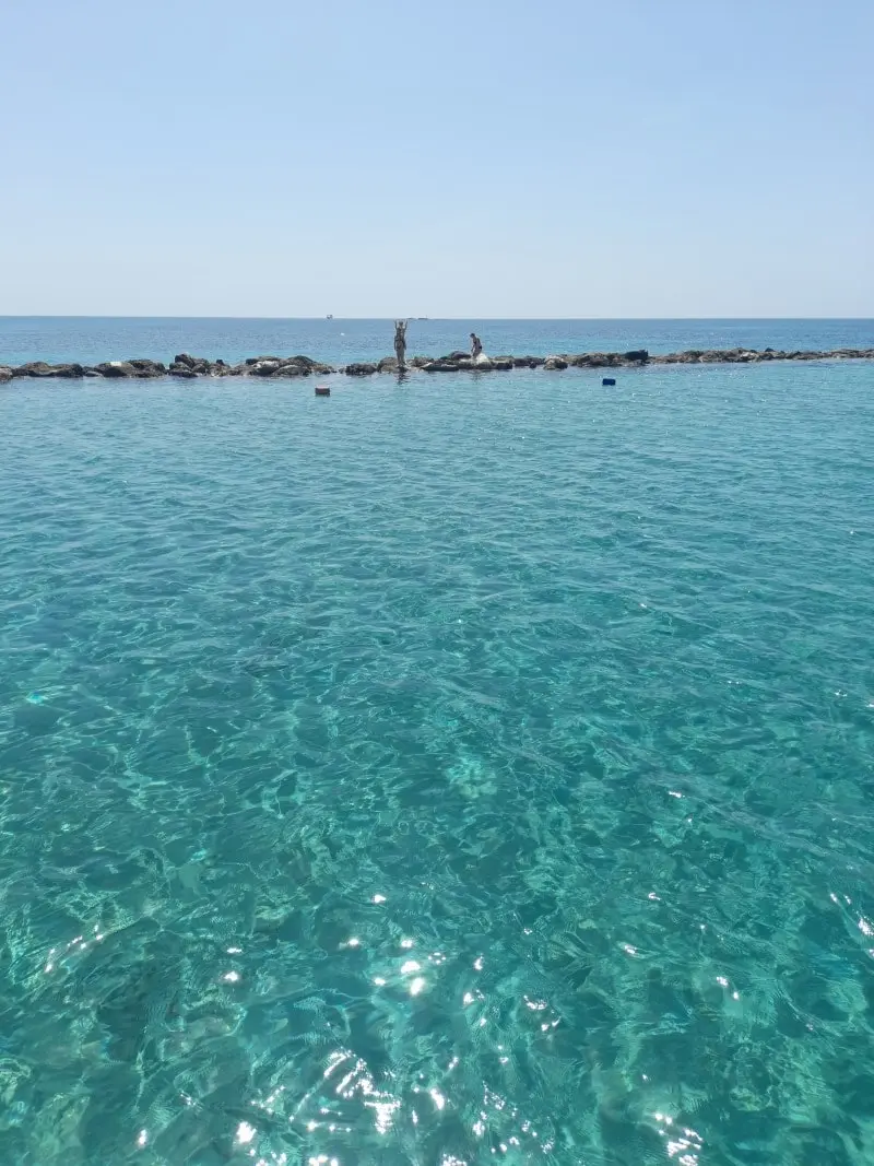 A breathtaking view of Paphos beach and its clear waters from our Yellow Glass Bottom Boat.